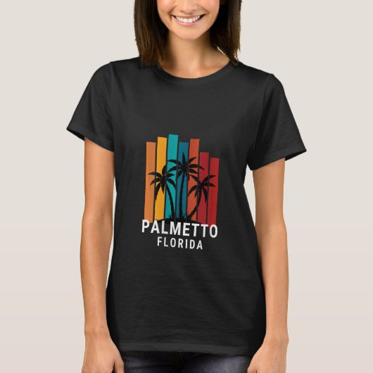 Womens Palmetto Florida Palm Tree Retro Vacation M Tシャツ (正面)