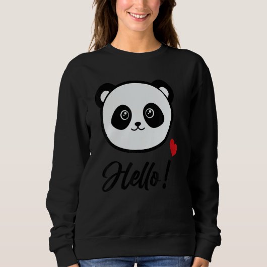 Womens Panda 'hello' スウェットシャツ (正面)