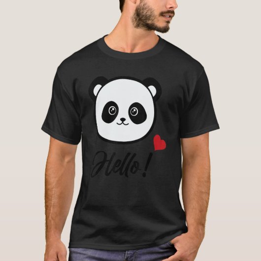 Womens  Panda 'hello' Tシャツ (正面)