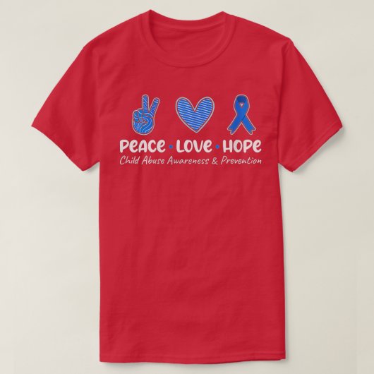 Womens Peace Love Hope Child Abuse Awareness Preve Tシャツ (デザイン正面)