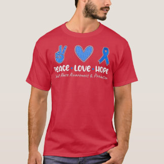 Womens Peace Love Hope Child Abuse Awareness Preve Tシャツ