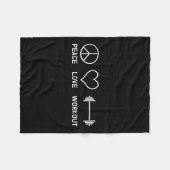 Womens Peace Love Workout Motivational Fitness Say フリースブランケット (正面(横))