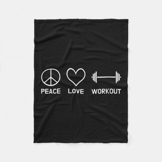 Womens Peace Love Workout Motivational Fitness Say フリースブランケット (正面)