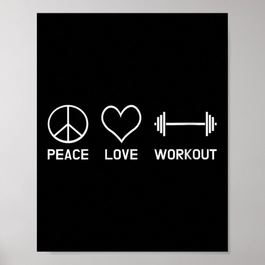 Womens Peace Love Workout Motivational Fitness Say ポスター (正面)