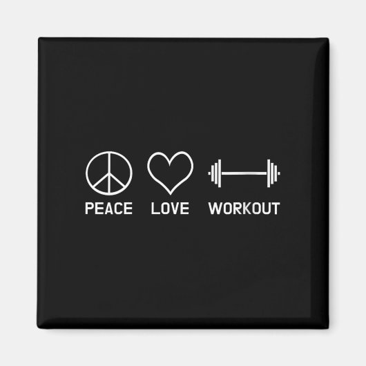 Womens Peace Love Workout Motivational Fitness Say マグネット (正面)
