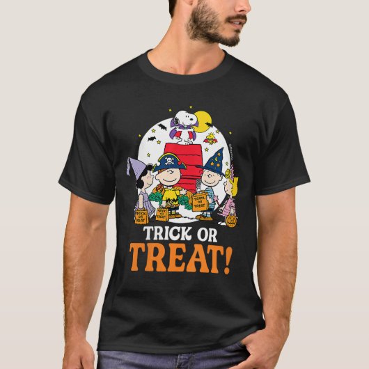 Womens Peanuts Halloween Trick Or Treat moonlight  Tシャツ (正面)