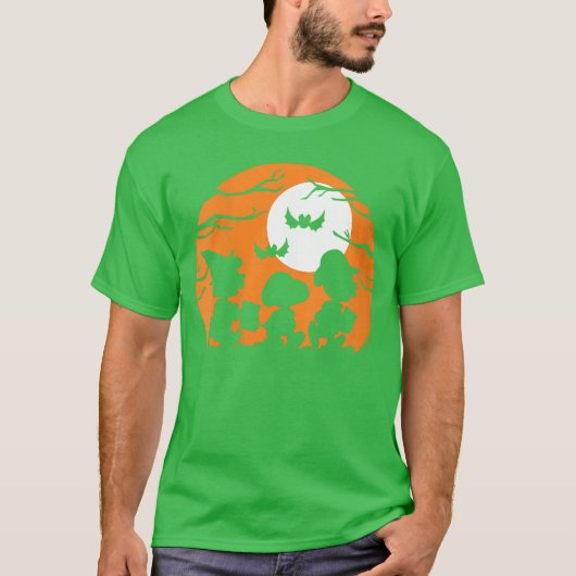 Womens Peanuts Halloween Trick Or treat Silhouette Tシャツ (正面)