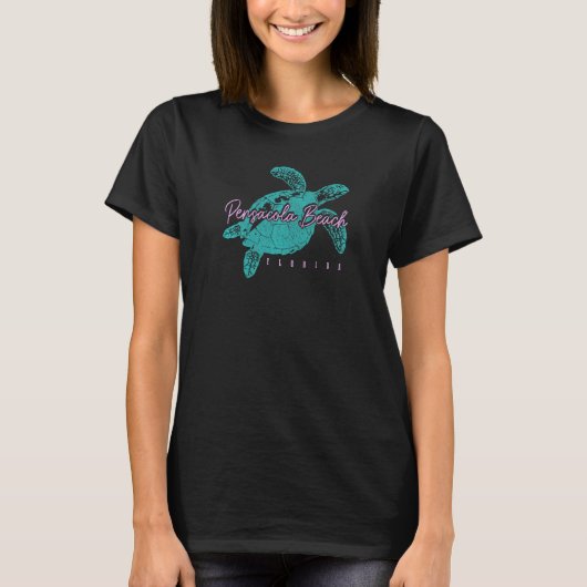 Womens Pensacola Beach Florida FL Sea Turtle Surfe Tシャツ (正面)