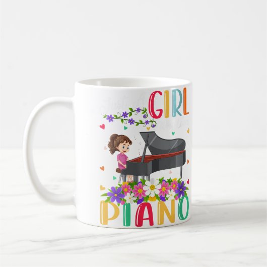 Womens Piano Music Lover Just A Girl Who Loves Pia コーヒーマグカップ (左)