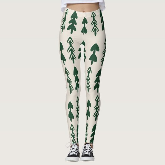 Women's Pine Trees Pattern Fashion Leggings レギンス (正面)