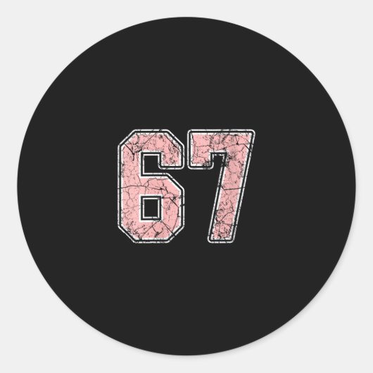 Womens Pink And White Number 67 Jersey Player Unif ラウンドシール (正面)