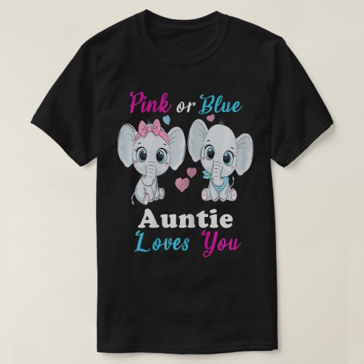 Womens Pink or Blue auntie Loves You Elephants  Ba Tシャツ (デザイン正面)