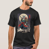Womens Pitbull Dog Samurai Japanese Retro Ukiyo-e  Tシャツ (正面)