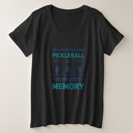 Womens Playing Pickleball Improves Memory Dink Pla プラスサイズTシャツ (デザイン正面)