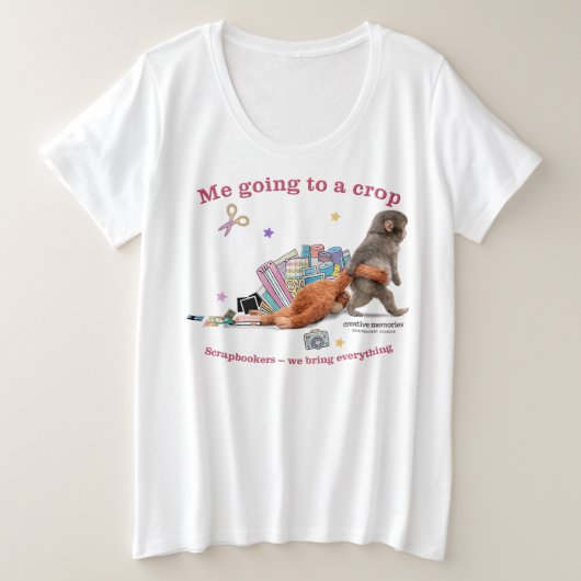 Women's Plus Shirt Punch the Monkey プラスサイズTシャツ (デザイン正面)