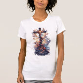 Women's Pretty Christian Cross Tee Shirt Tシャツ (正面)