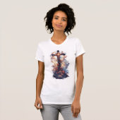 Women's Pretty Christian Cross Tee Shirt Tシャツ (正面フル)