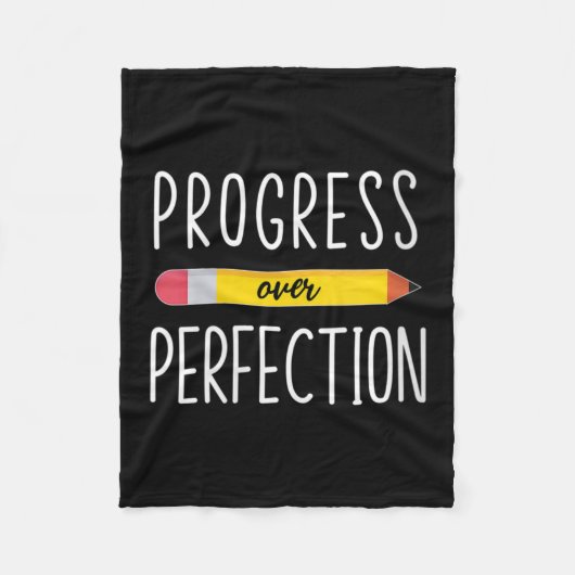 Womens Progress Over Perfection Motivational Back  フリースブランケット (正面)