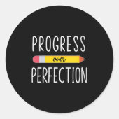 Womens Progress Over Perfection Motivational Back  ラウンドシール (正面)