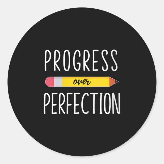 Womens Progress Over Perfection Motivational Back ラウンドシール (正面)