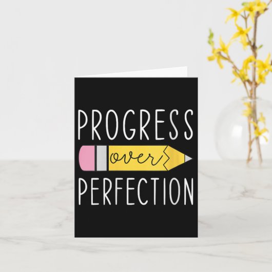 Womens Progress Over Perfection Motivational Teach カード (黄色い花)