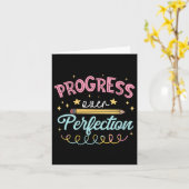Womens Progress Over Perfection Motivational Teach カード (黄色い花)