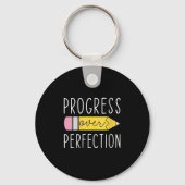 Womens Progress Over Perfection Motivational Teach キーホルダー (正面)