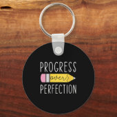 Womens Progress Over Perfection Motivational Teach キーホルダー (正面)