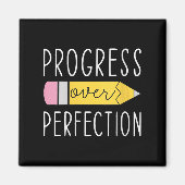 Womens Progress Over Perfection Motivational Teach マグネット (正面)