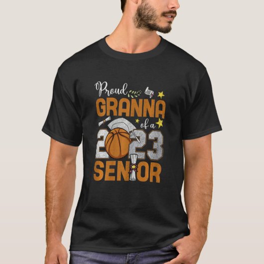 Womens Proud Granna Of A 2023 Senior Basketball Gr Tシャツ (正面)