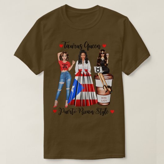 Womens Puerto Rico Taurus Queen April May Birthday Tシャツ (デザイン正面)
