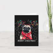 Womens Pug Dog Xmas Santa Hat F Christma Long Slee カード (正面)
