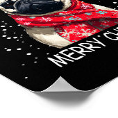 Womens Pug Dog Xmas Santa Hat F Christma Long Slee ポスター (角)