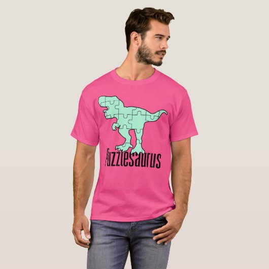 Womens Puzzlesaurus Dinosaur Puzzle Piece Game Jig Tシャツ (正面フル)