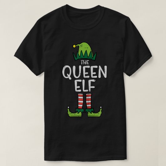 Womens Queen Elf Xmas PJs Matching Christmas Pajam Tシャツ (デザイン正面)