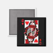 Womens Queen Of Hearts - Vintage Valentine's Day C マグネット (正面/裏面)