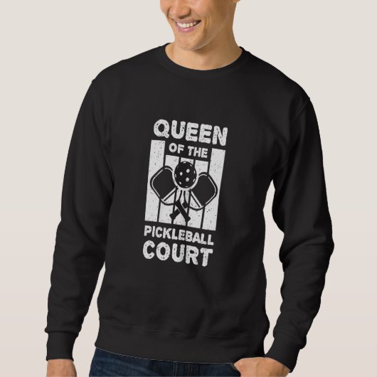 Womens Queen Of The Pickleball Court スウェットシャツ (正面)