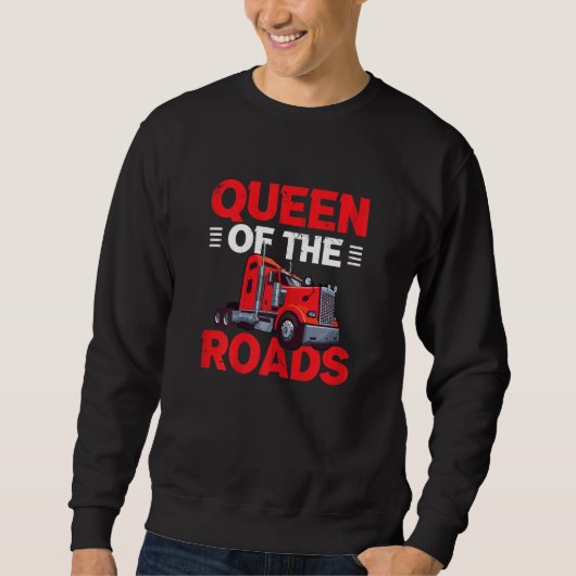Womens Queen Of The Roads Trucking  Trucker スウェットシャツ (正面)