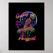 Womens Queens Are Born In August Birthday Black ポスター (正面)