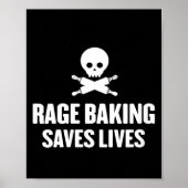 Womens Rage Baking Saves Live Skull Funny Baker Co ポスター (正面)