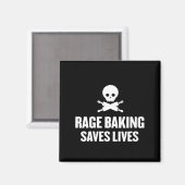 Womens Rage Baking Saves Live Skull Funny Baker Co マグネット (正面/裏面)