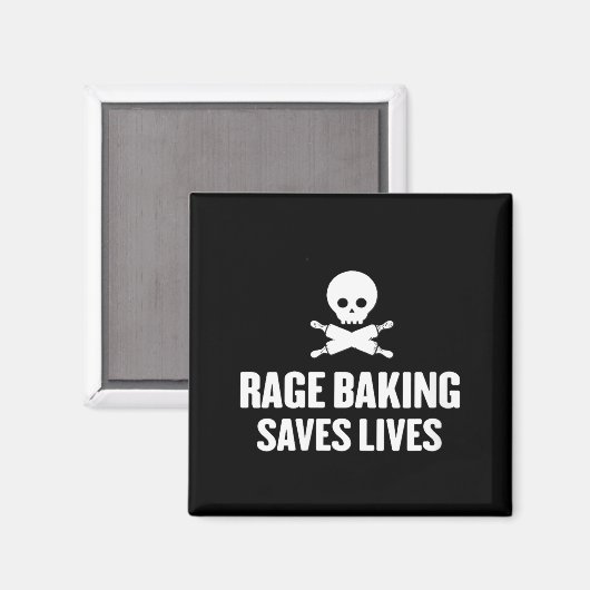 Womens Rage Baking Saves Live Skull Funny Baker Co マグネット (正面/裏面)