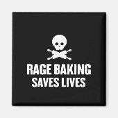 Womens Rage Baking Saves Live Skull Funny Baker Co マグネット (正面)
