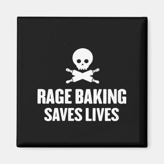 Womens Rage Baking Saves Live Skull Funny Baker Co マグネット (正面)