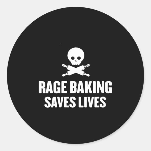 Womens Rage Baking Saves Live Skull Funny Baker Co ラウンドシール (正面)