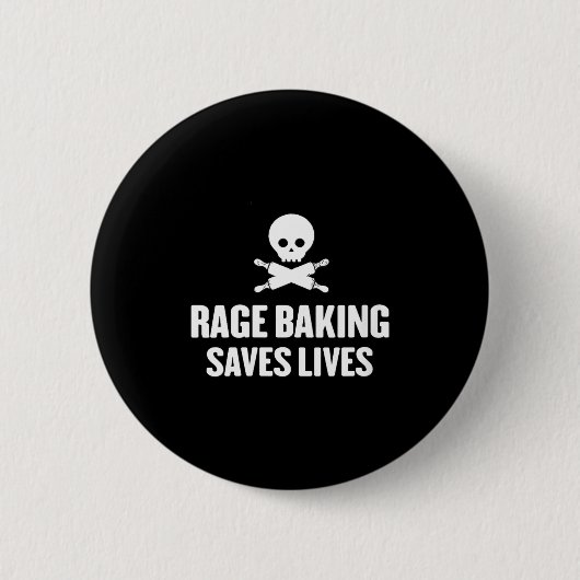 Womens Rage Baking Saves Live Skull Funny Baker Co 缶バッジ (正面)
