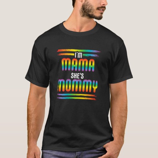 Womens Rainbow LGBT Flag Gay Pride Month I M MAMA  Tシャツ (正面)