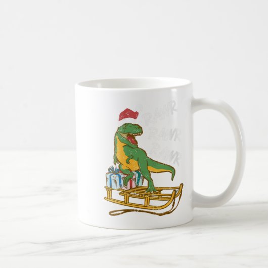 Womens Rawr Rawr Rawr Funny Christmas Dino Sleigh コーヒーマグカップ (右)