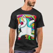 Womens Reading Teacher Dabbing Unicorn Elementary Tシャツ (正面)