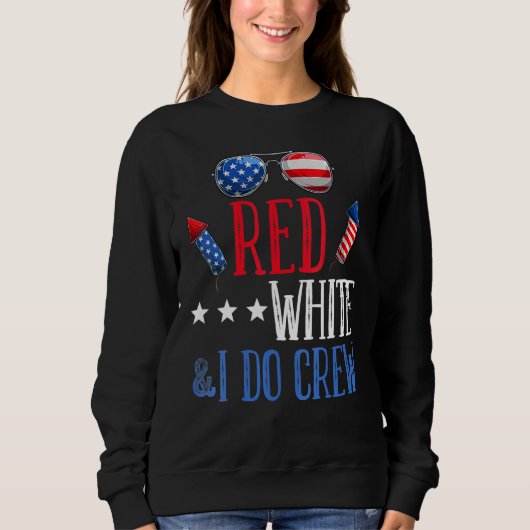 Womens Red White & I Do Crew 4th of July Bachelore スウェットシャツ (正面)